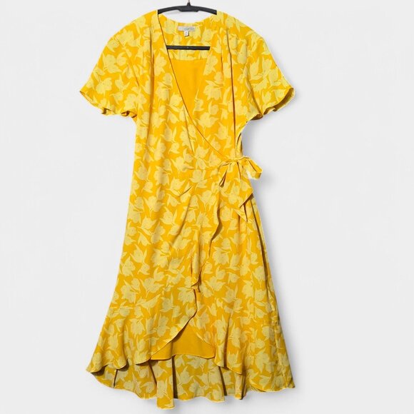 Joie Dresses & Skirts - Joie Amelian Floral Wrap Dress Yellow M Romantic Feminine Resort Garden Party